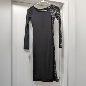 Mapale Long sleeve Black fitted dress Size S NWT